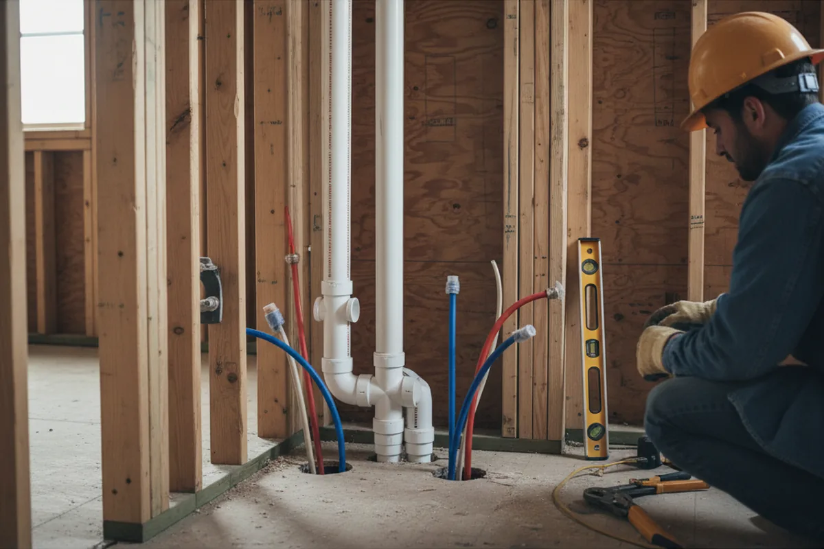 Drain and supply rough-in during Garbage Disposal Repair in Glenford